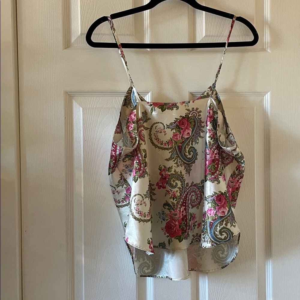 Vintage 1980s 1990s satin cami camisole floral paisley lingerie - Picture 5 of 5